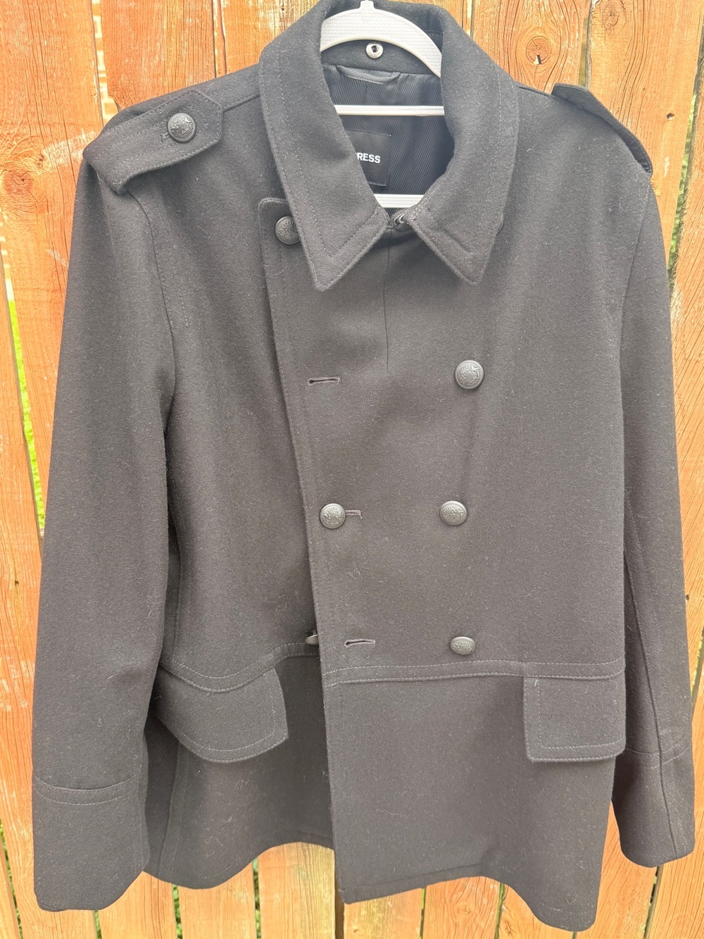 Express Black Double-Breasted Men's Pea Coat